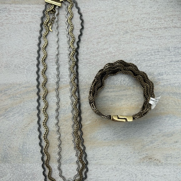 NWT Johnny Was Ric Rac Gold & Silver Necklace & Bracelet Set Triple Strand - Picture 3 of 16